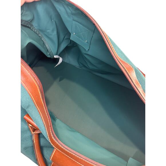 Vintage 90s Hunter Green Brown Leather Ralph Lauren Polo Travel Duffle Bag - Picture 9 of 15